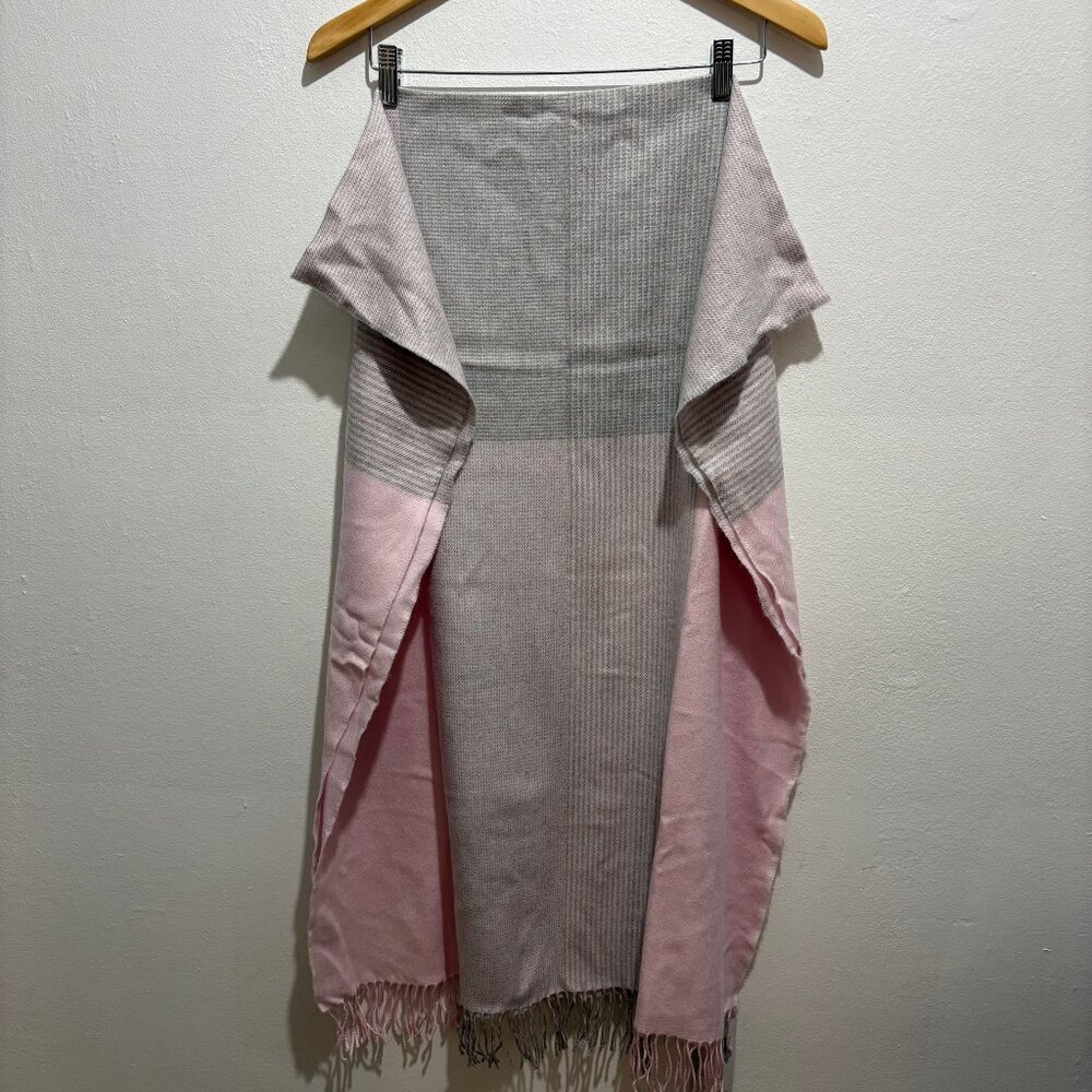 NWT John Hanly Oversized Merino Scarf Baby Pink Glencheck
